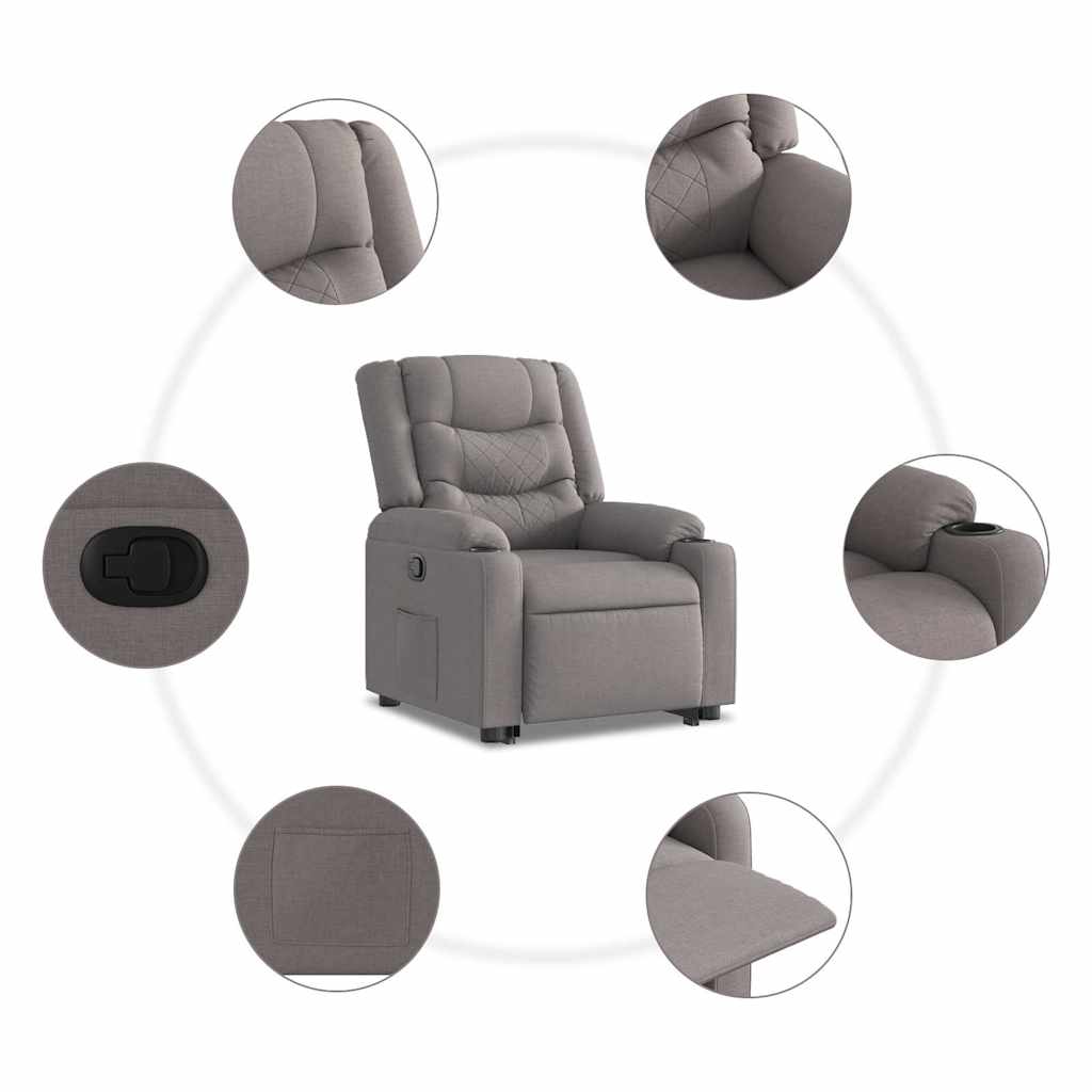 Relaxsessel mit Aufstehhilfe Taupe Stoff