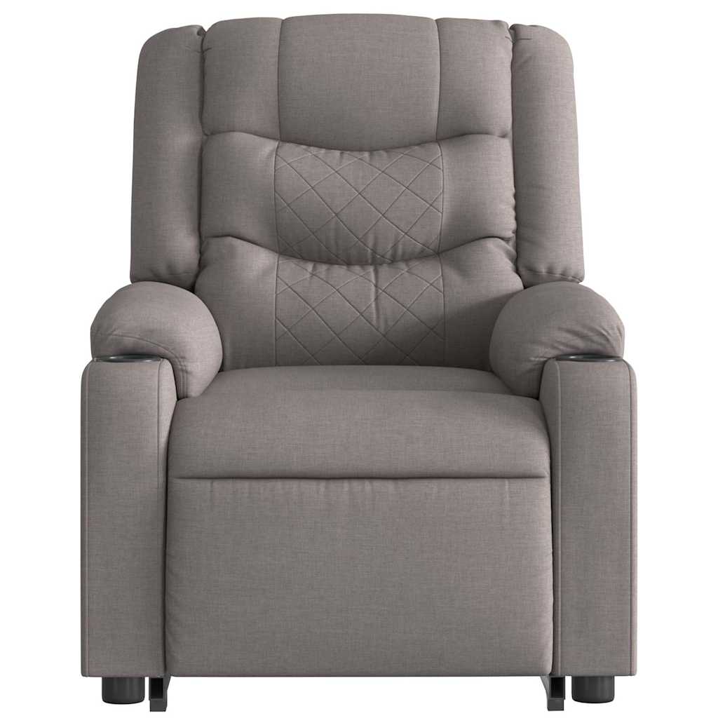 Fauteuil relax avec aide à la verticalisation en tissu taupe