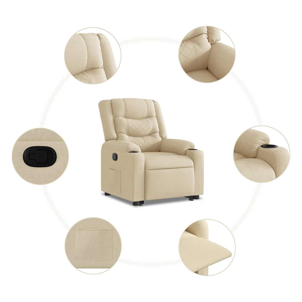 Relaxsessel mit Aufstehhilfe Creme Stoff