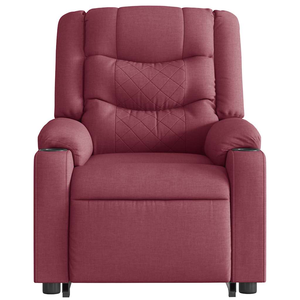 Fauteuil de massage avec aide à la verticalisation en tissu rouge vin