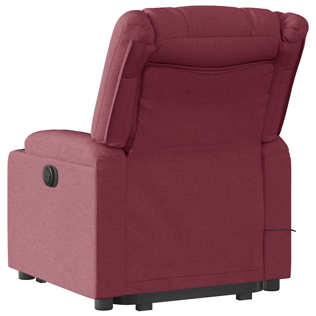 Fauteuil de massage avec aide à la verticalisation en tissu rouge vin