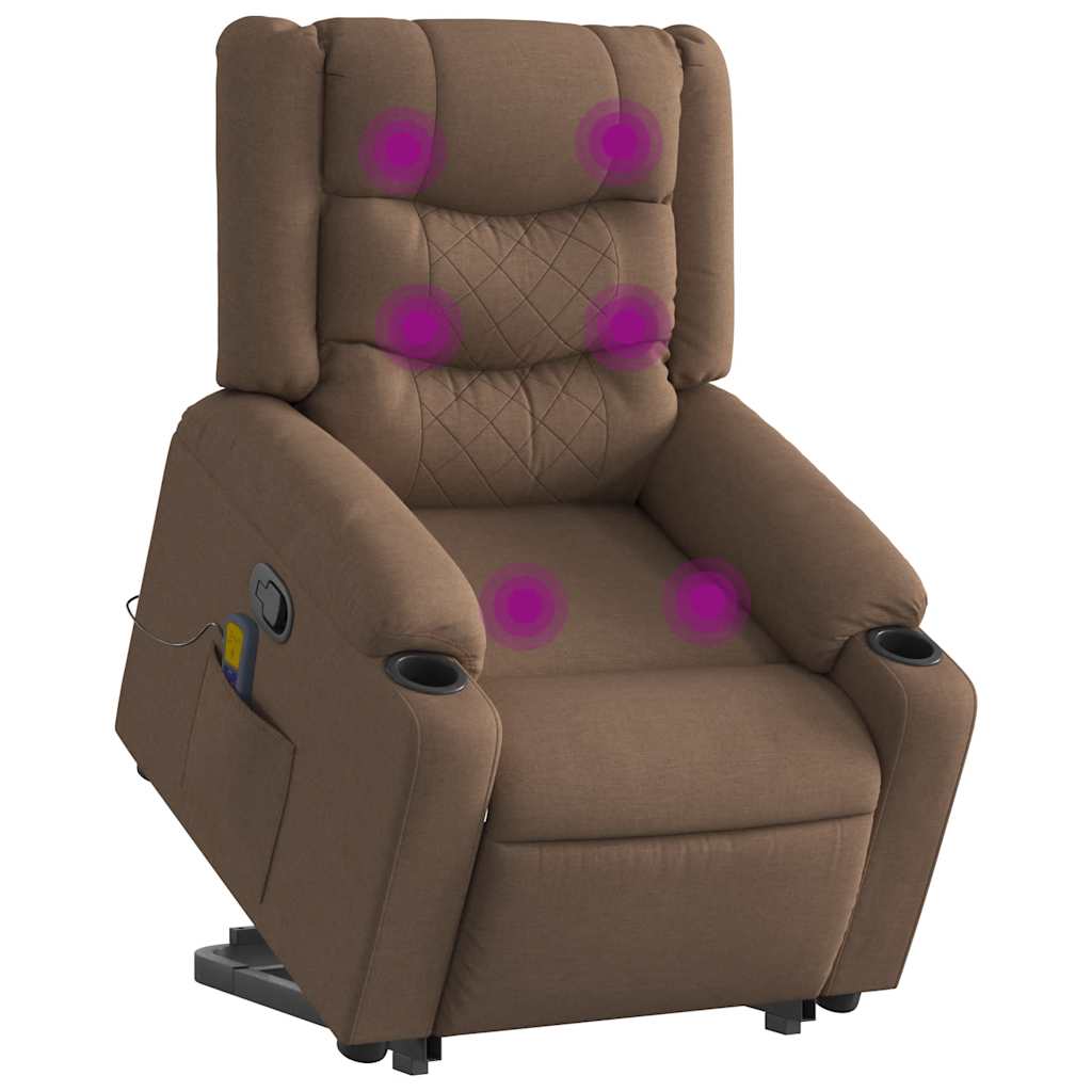 Massagesessel mit Aufstehhilfe Braun Stoff