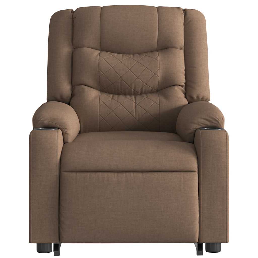 Massagesessel mit Aufstehhilfe Braun Stoff