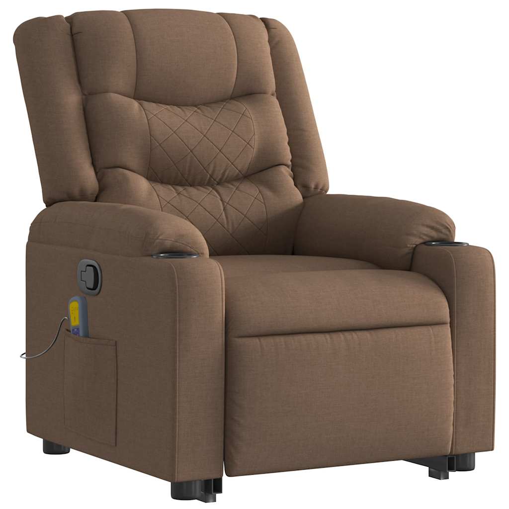Massagesessel mit Aufstehhilfe Braun Stoff