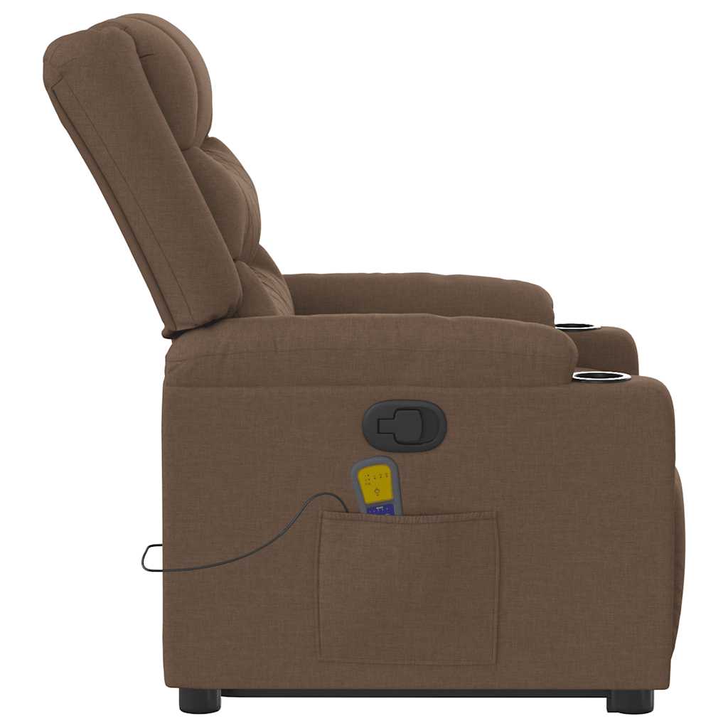 Massagesessel mit Aufstehhilfe Braun Stoff