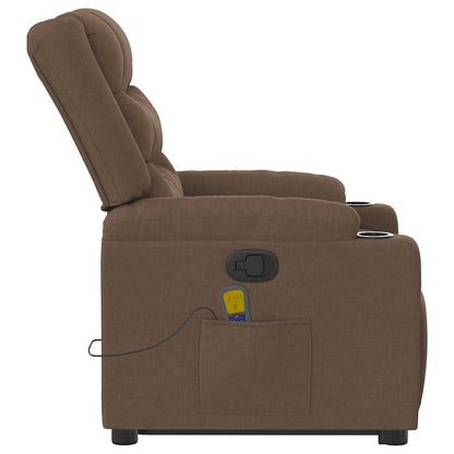 Massagesessel mit Aufstehhilfe Braun Stoff
