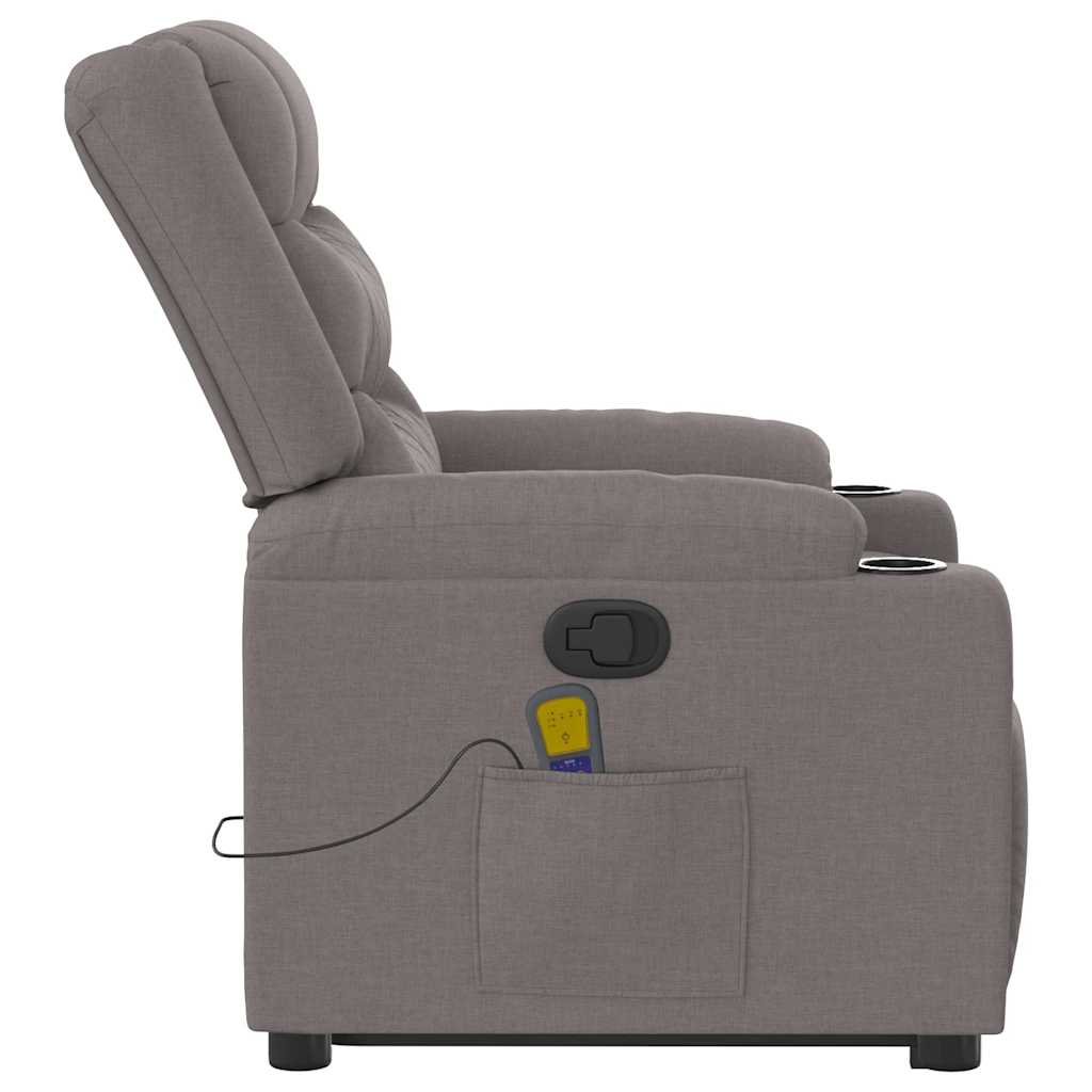 Massagesessel mit Aufstehhilfe Taupe Stoff