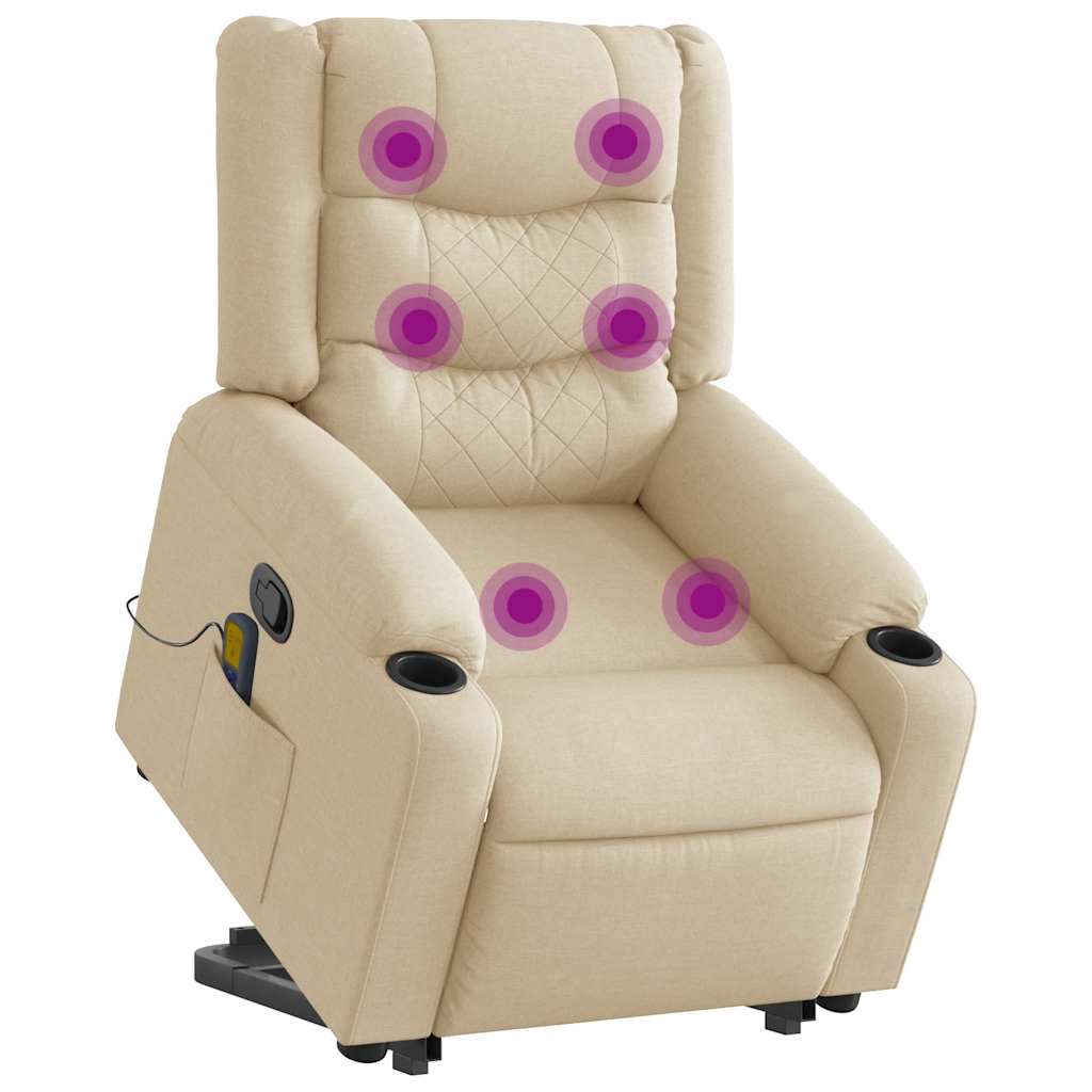 Massagesessel mit Aufstehhilfe Creme Stoff