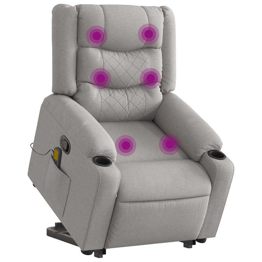 Fauteuil de massage avec aide à la verticalisation en tissu gris nuage
