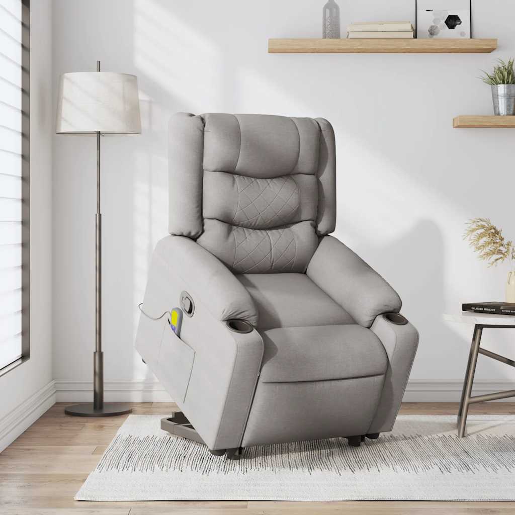 Fauteuil de massage avec aide à la verticalisation en tissu gris nuage