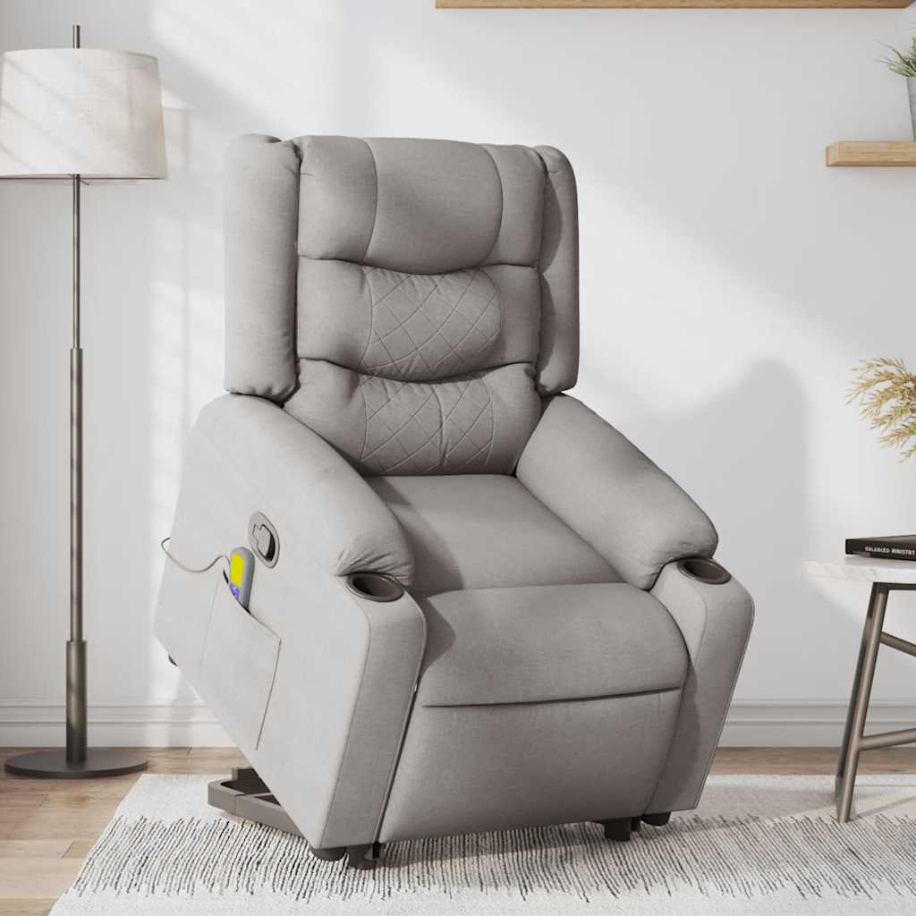 Fauteuil de massage avec aide à la verticalisation en tissu gris nuage