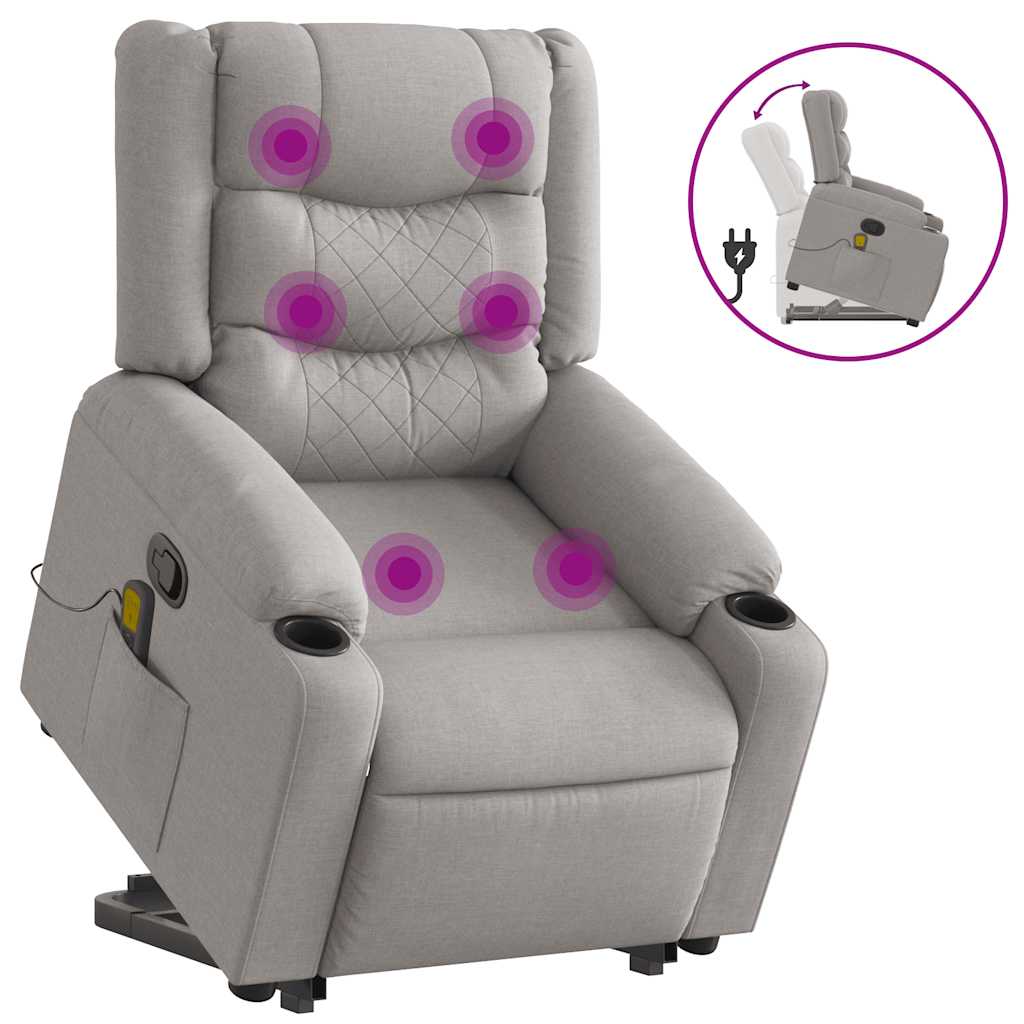 Fauteuil de massage avec aide à la verticalisation en tissu gris nuage
