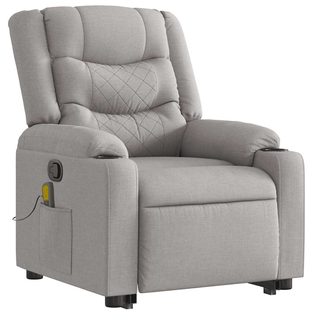 Fauteuil de massage avec aide à la verticalisation en tissu gris nuage