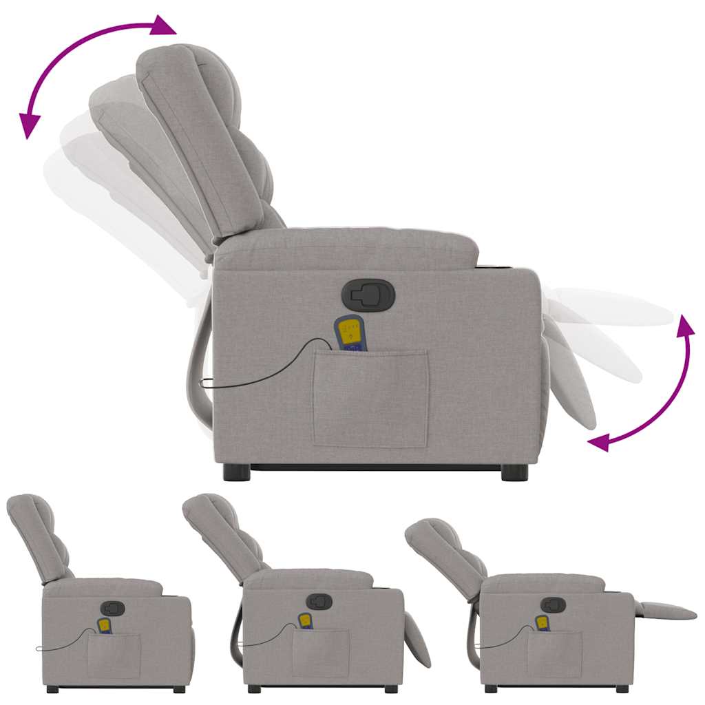Fauteuil de massage avec aide à la verticalisation en tissu gris nuage