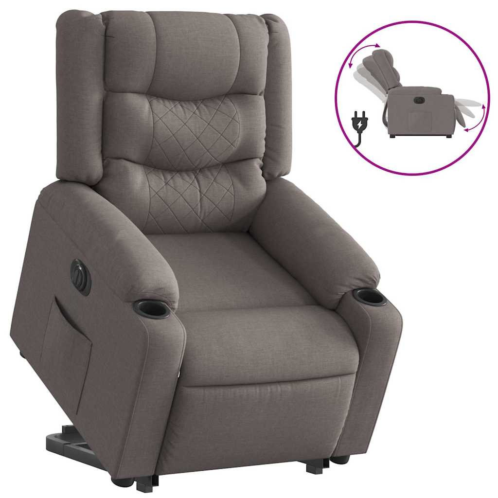 Relaxing chair with electric riser in taupe fabric