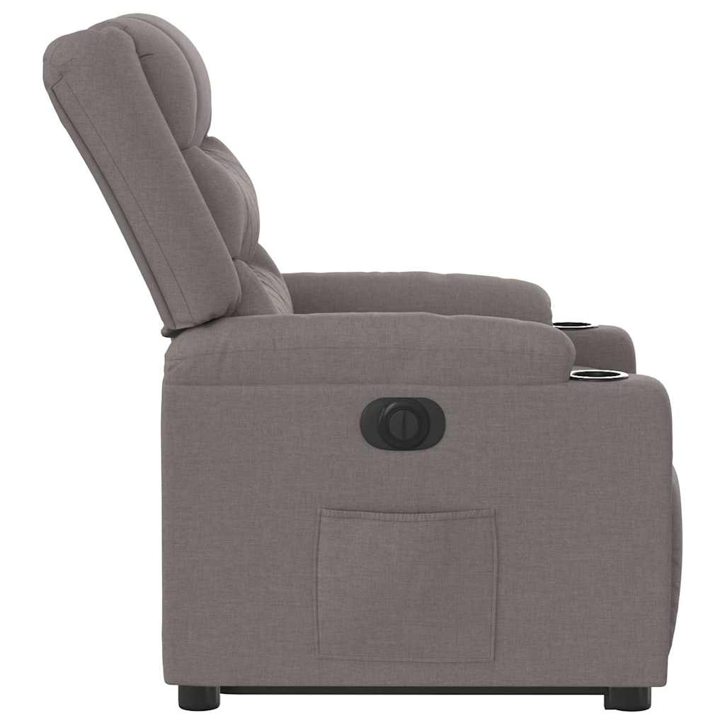 Relaxing chair with electric riser in taupe fabric