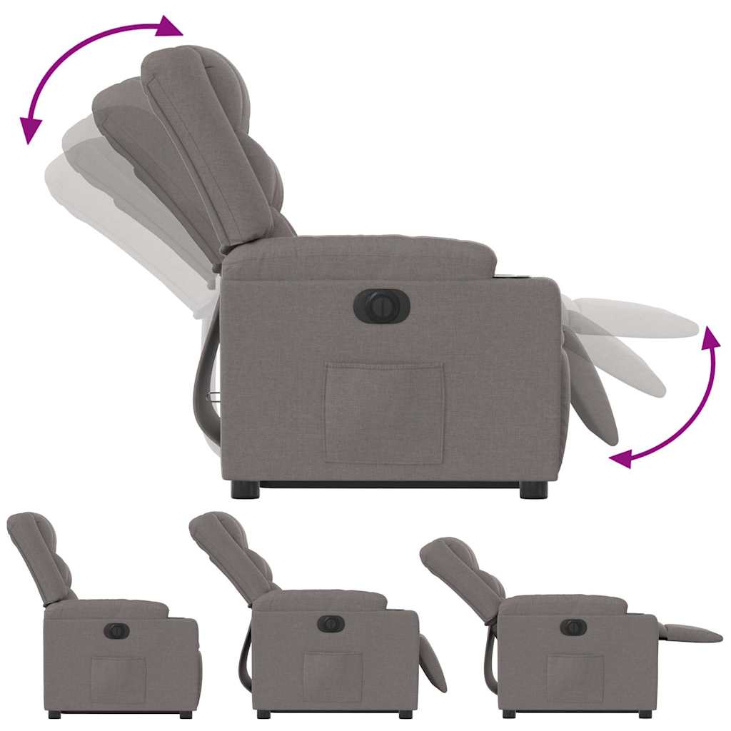 Relaxing chair with electric riser in taupe fabric