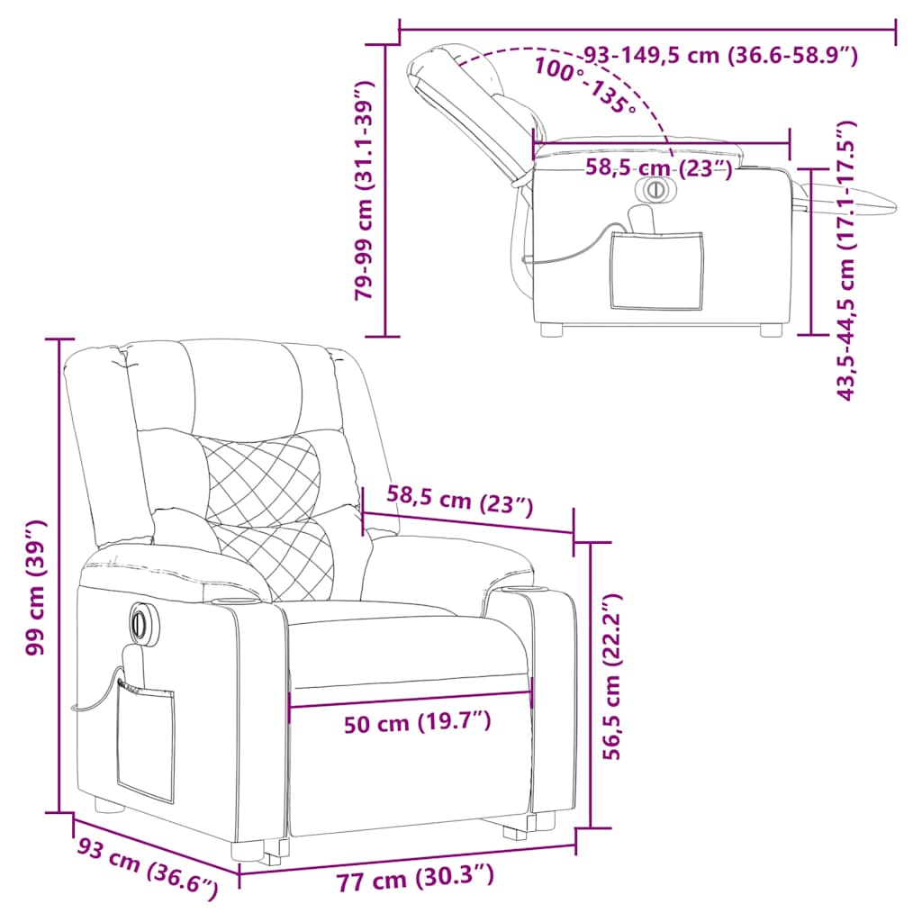 Elektrischer Massagesessel mit Aufstehhilfe Dunkelbraun Stoff