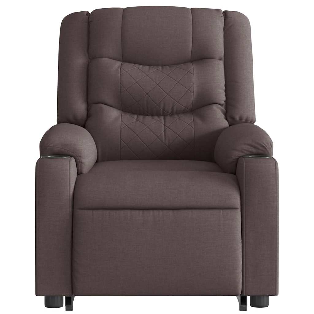 Fauteuil de massage électrique avec aide à la verticalisation, tissu marron foncé
