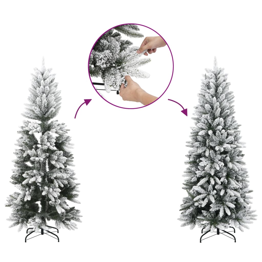 Sapin de Noël artificiel Slim avec neige 150 cm PVC &amp; PE