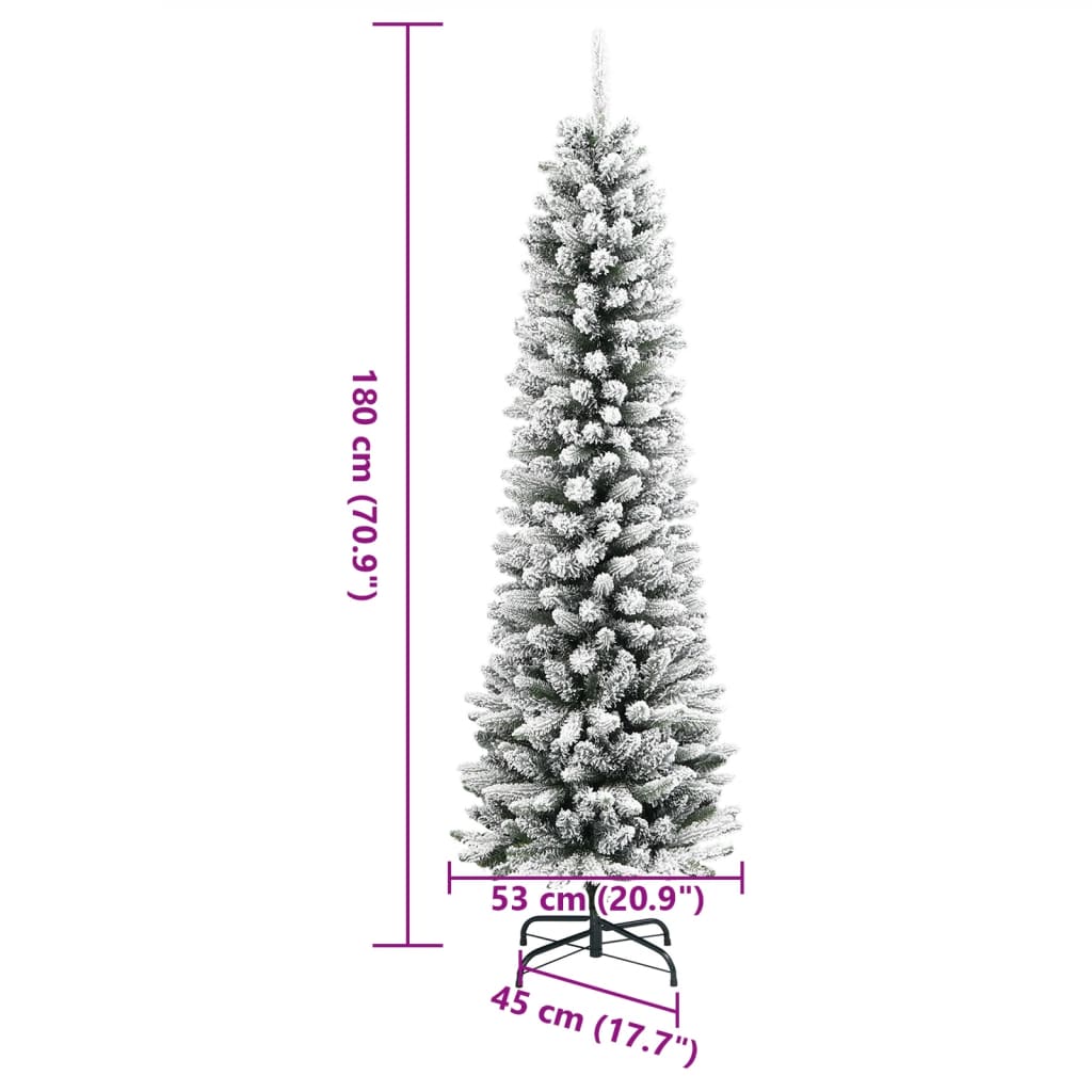 Sapin de Noël artificiel Slim avec neige 180 cm PVC &amp; PE