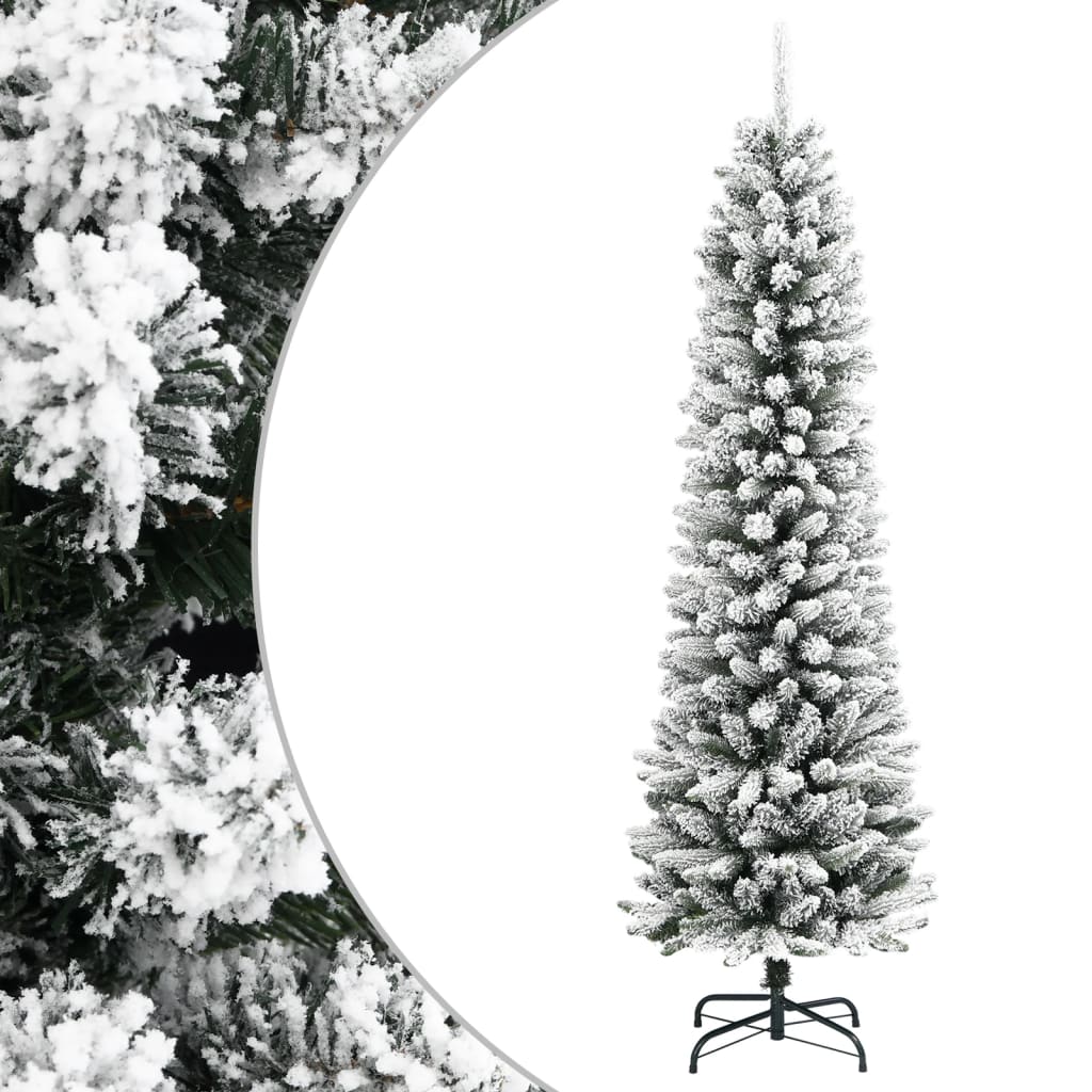 Sapin de Noël artificiel Slim avec neige 210 cm PVC &amp; PE