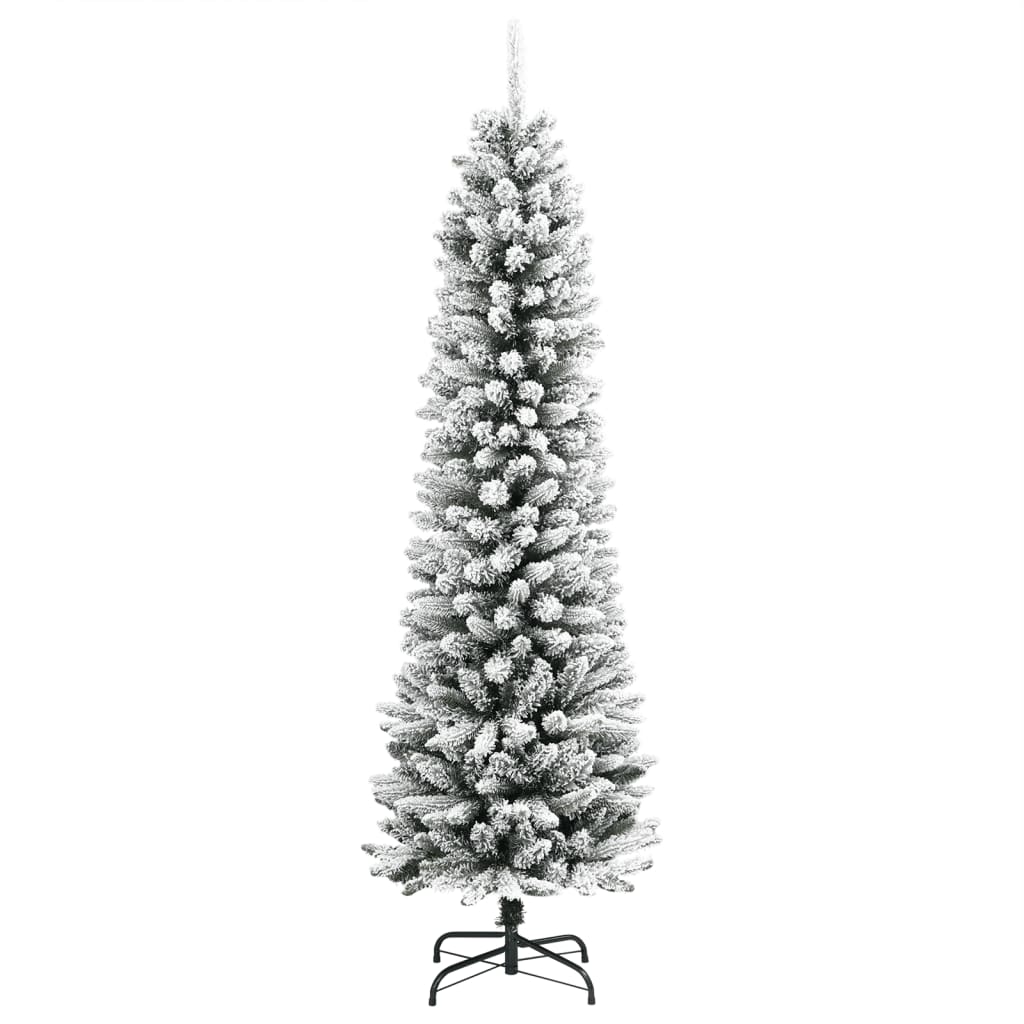 Sapin de Noël artificiel Slim avec neige 210 cm PVC &amp; PE