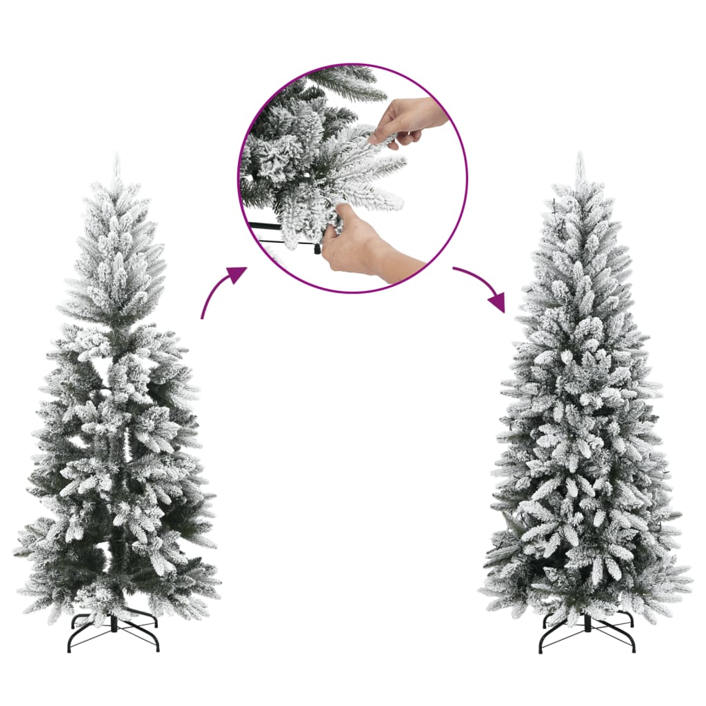 Sapin de Noël artificiel Slim avec neige 210 cm PVC &amp; PE