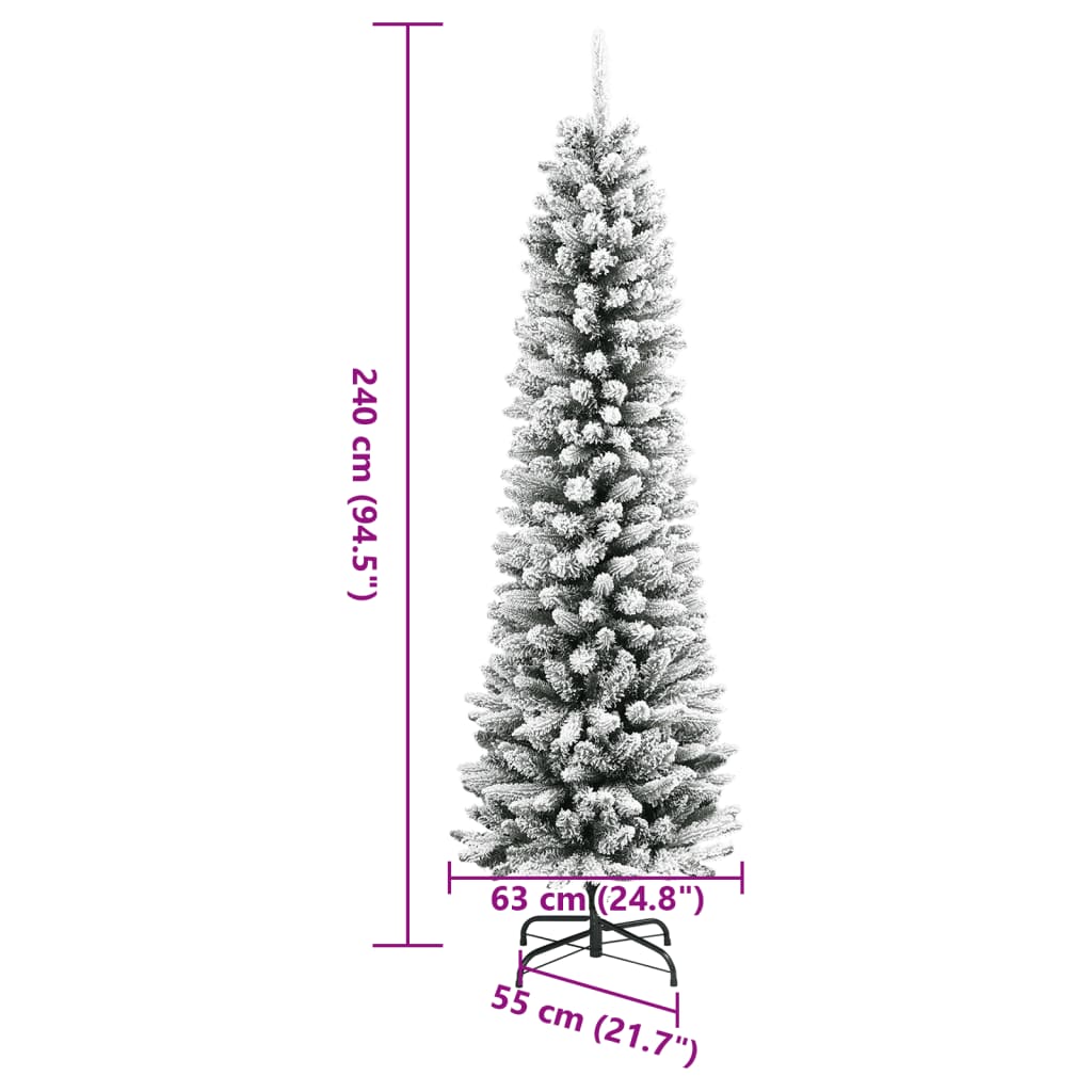 Sapin de Noël artificiel Slim avec neige 240 cm PVC &amp; PE