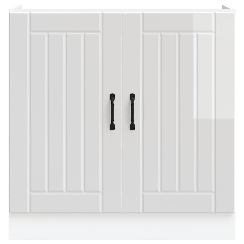 Spülenunterschrank Lucca Hochglanz-Weiß Holzwerkstoff