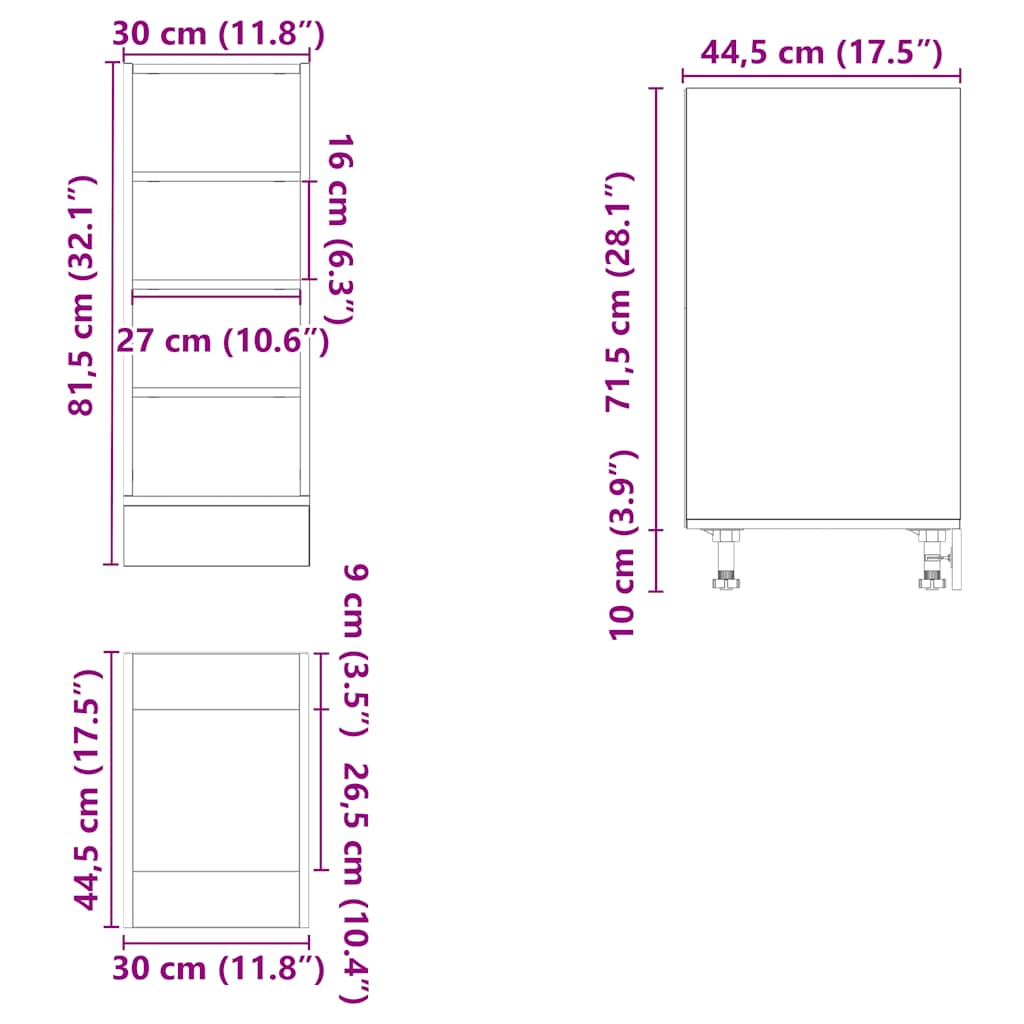 Unterschrank Riga Weiß 30x44,5x81,5 cm Holzwerkstoff