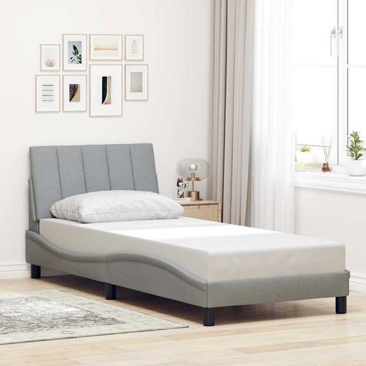 Cadre de lit sans matelas "Hanko" tissu gris clair 80x200 cm