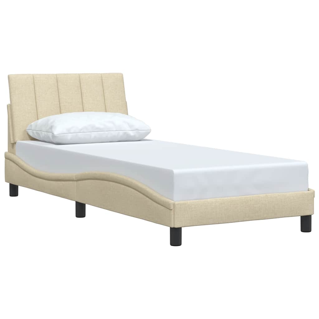 Bettgestell ohne Matratze "Hanko" Creme 80x200 cm Stoff