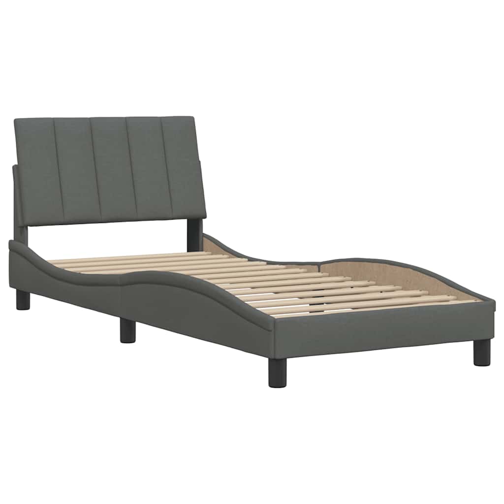 Bettgestell ohne Matratze "Hanko" Dunkelgrau 90x190 cm Stoff