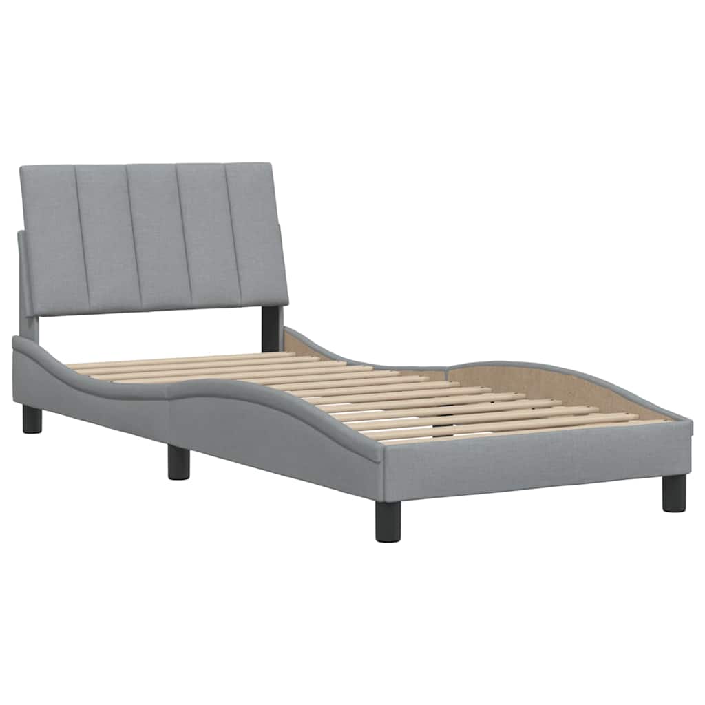 Bettgestell ohne Matratze "Hanko" Hellgrau 90x200 cm Stoff