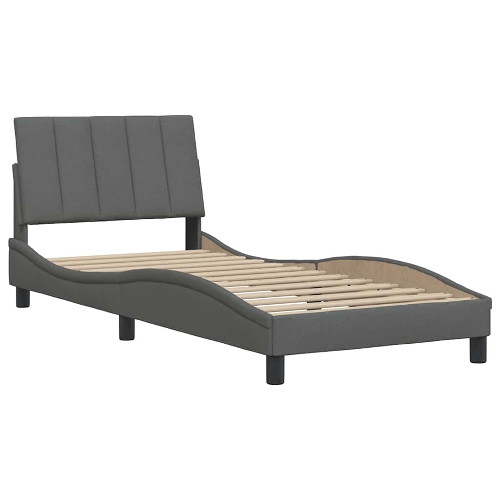 Bettgestell ohne Matratze "Hanko" Dunkelgrau 90x200 cm Stoff