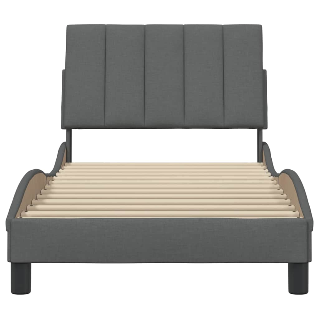 Bettgestell ohne Matratze "Hanko" Dunkelgrau 90x200 cm Stoff