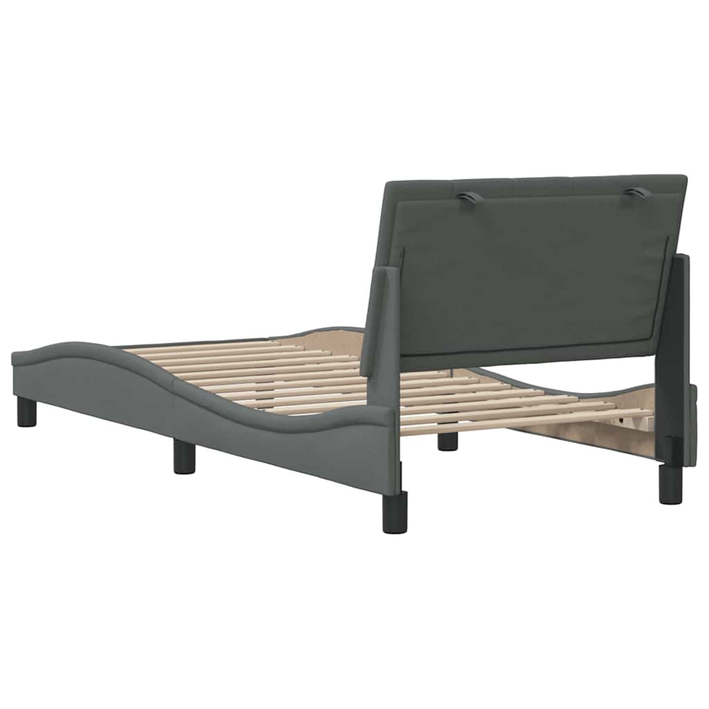 Bettgestell ohne Matratze "Hanko" Dunkelgrau 90x200 cm Stoff
