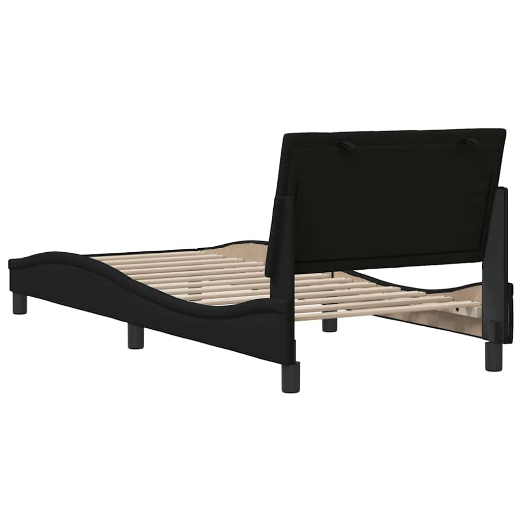Bettgestell ohne Matratze "Hanko" Schwarz 90x200 cm Stoff