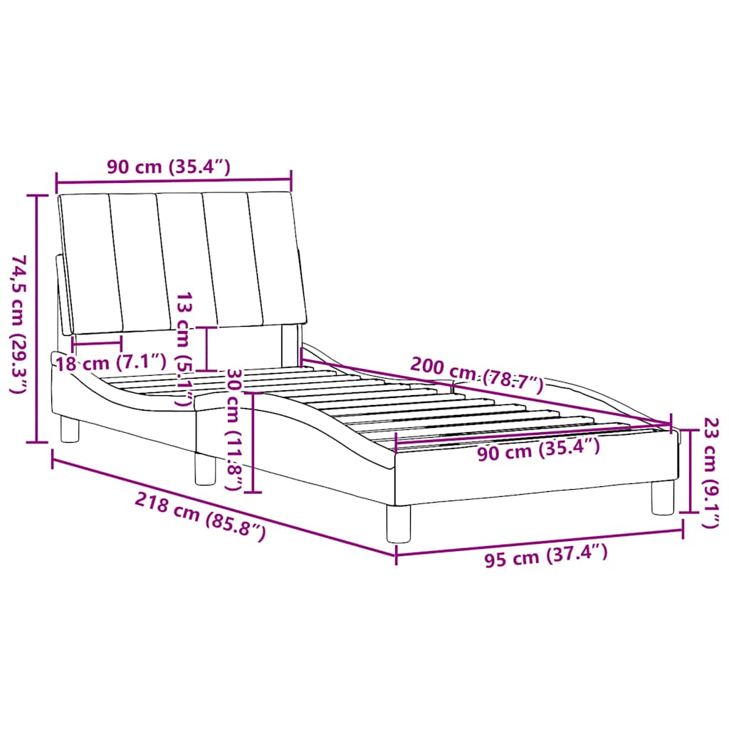 Bettgestell ohne Matratze "Hanko" Creme 90x200 cm Stoff