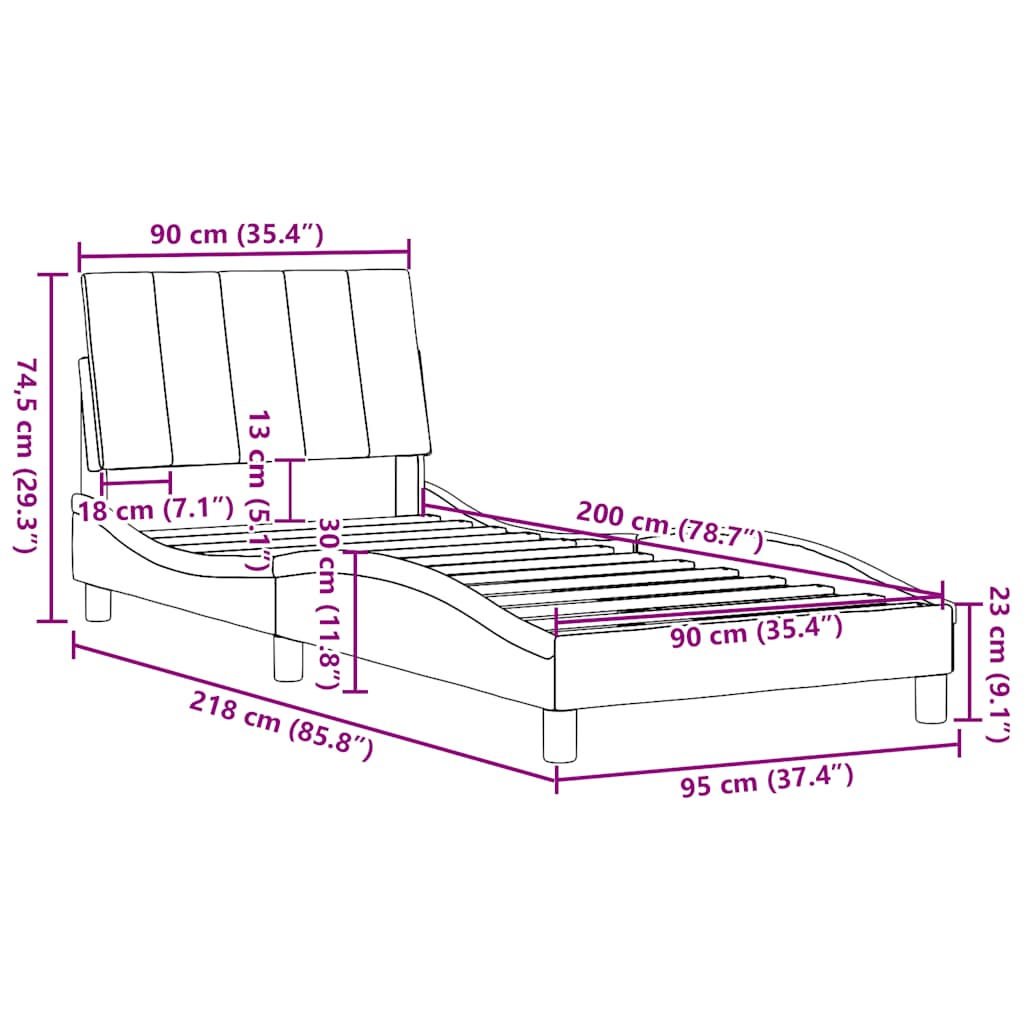 Bettgestell ohne Matratze "Hanko" Blau 90x200 cm Stoff