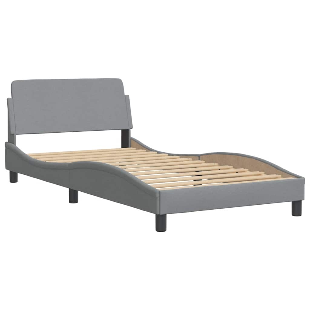 Bettgestell ohne Matratze "Hanko" Hellgrau 100x200 cm Stoff
