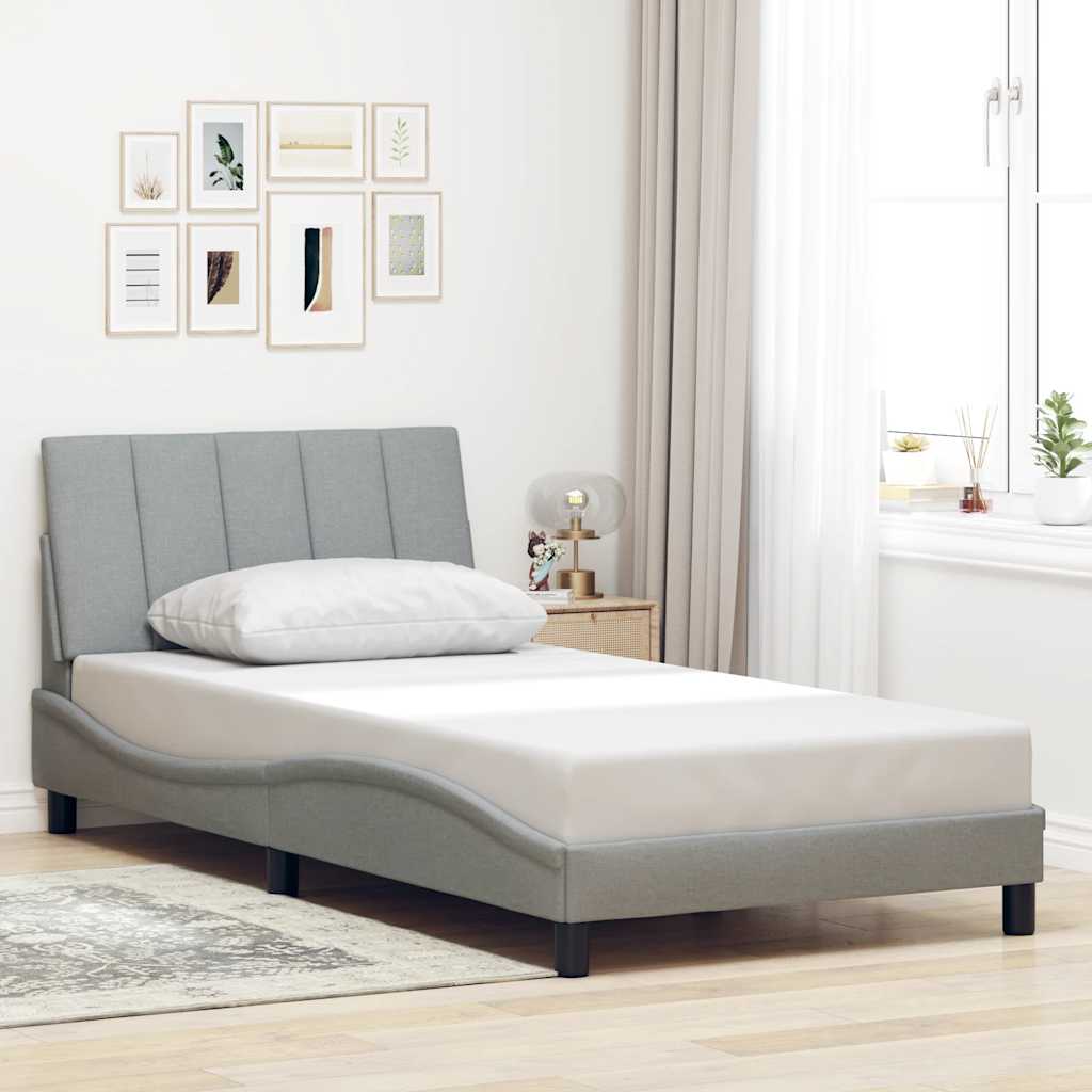 Bettgestell ohne Matratze "Hanko" Hellgrau 100x200 cm Stoff