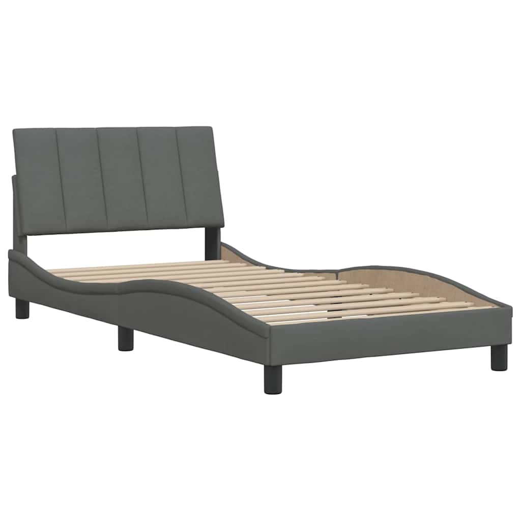 Bettgestell ohne Matratze "Hanko" Dunkelgrau 100x200 cm Stoff