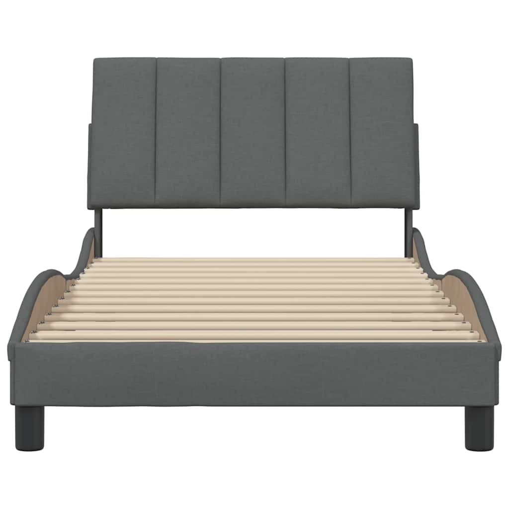 Bettgestell ohne Matratze "Hanko" Dunkelgrau 100x200 cm Stoff