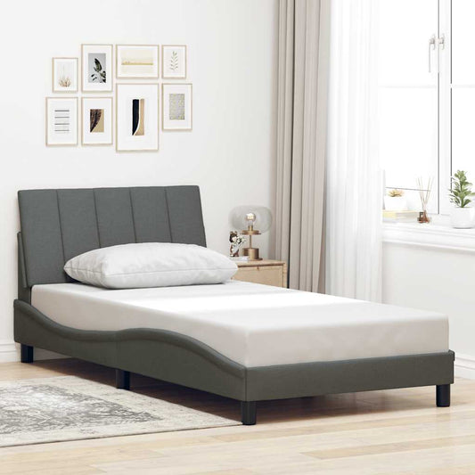 Bettgestell ohne Matratze "Hanko" Dunkelgrau 100x200 cm Stoff