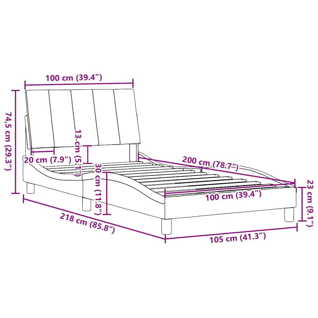 Bettgestell ohne Matratze "Hanko" Creme 100x200 cm Stoff