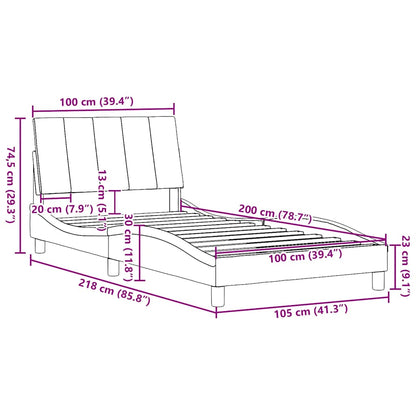 Bettgestell ohne Matratze "Hanko" Blau 100x200 cm Stoff