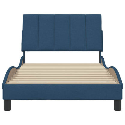 Bettgestell ohne Matratze "Hanko" Blau 100x200 cm Stoff