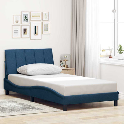 Bettgestell ohne Matratze "Hanko" Blau 100x200 cm Stoff